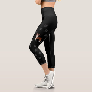 Leggings Capri Térrier de Boston rouge dessin animé chien & patte