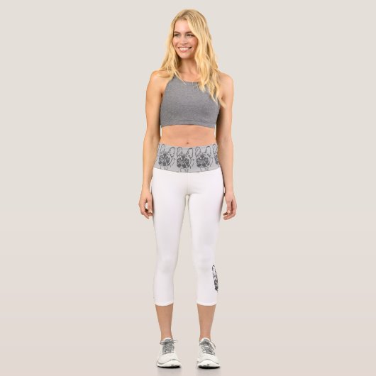 Leggings Capri Tête de Bouledogue Français (Recto)