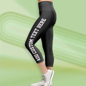 Leggings Capri Texte blanc personnalisé en gras avec Arrière - pl