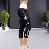 Leggings Capri Texte personnalisé blanc noir personnalisé do-it-y