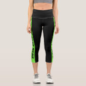 Leggings Capri Texte personnalisé Grilles vertes (Recto)
