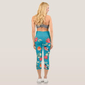 Leggings Capri Texte personnalisé l Bleu adorable motif l Cute fl (Verso)