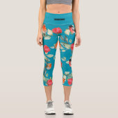 Leggings Capri Texte personnalisé l Bleu adorable motif l Cute fl (Recto)