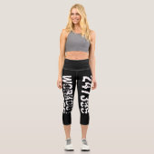 Leggings Capri Texte usé et rayé Workout 247365 blanc (Recto)