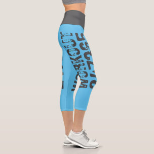 Leggings Capri Texte usé et rayé Workout 247365 bleu