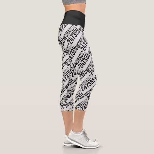 Leggings Capri Texte usé et rayé Workout 247365 noir (Droite)