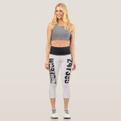 Leggings Capri Texte usé et rayé Workout 247365 noir (Recto)