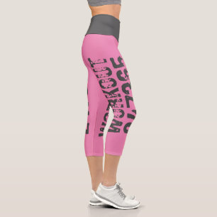 Leggings Capri Texte usé et rayé Workout 247365 rose