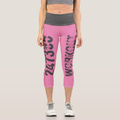 Leggings Capri Texte usé et rayé Workout 247365 rose (Recto)