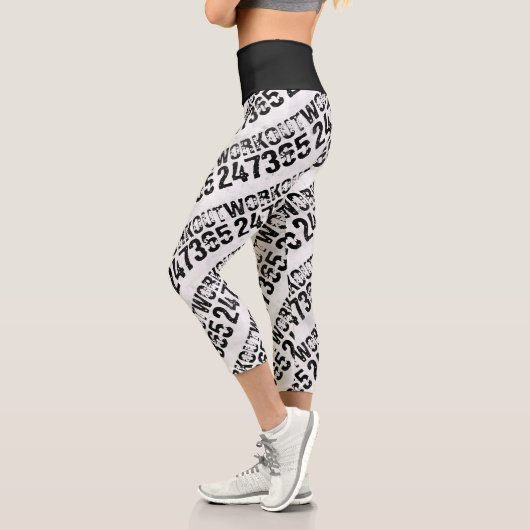 Leggings Capri Texte usé et rayé Workout 247365 rustique (Gauche)