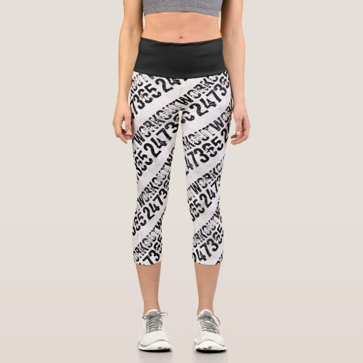 Leggings Capri Texte usé et rayé Workout 247365 rustique (Recto)