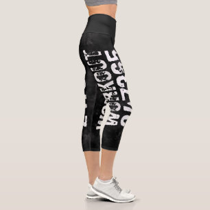 Leggings Capri Texte usé et rayé Workout 247365 vintage