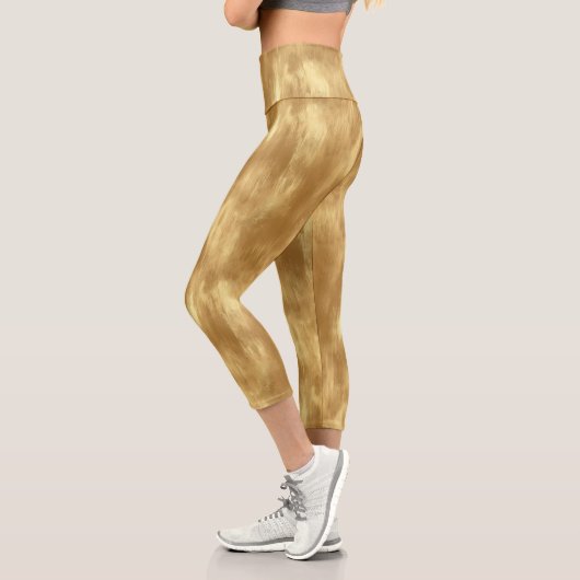 Leggings Capri Texture abstraite en or brossé (Gauche)