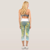 Leggings Capri Texture Abstraite Jaune bleu turquoise pâle (Verso)
