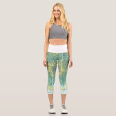 Leggings Capri Texture Abstraite Jaune bleu turquoise pâle (Recto)