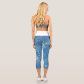 Leggings Capri Texture d'art Abstrait Bleu pâle Blanc (Verso)