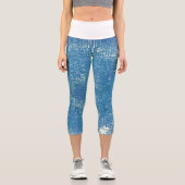 Leggings Capri Texture d'art Abstrait Bleu pâle Blanc (Recto)
