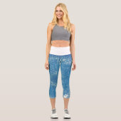 Leggings Capri Texture d'art Abstrait Bleu pâle Blanc (Recto)