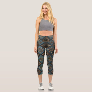 Leggings Capri Texture de bronze avec motif de sculpture.