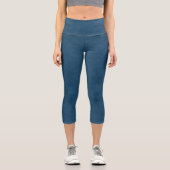 Leggings Capri Texture de denim bleu,   (Recto)