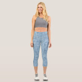 Leggings Capri Texture de denim bleu clair – Tissu lavé classique (Recto)