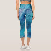Leggings Capri Texture de l'Agate Vert de la Mer Bleue (Verso)