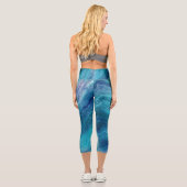 Leggings Capri Texture de l'Agate Vert de la Mer Bleue (Verso)