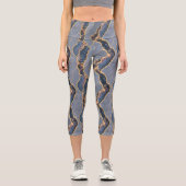 Leggings Capri Texture de marbre gris foncé de luxe avec veines d (Recto)
