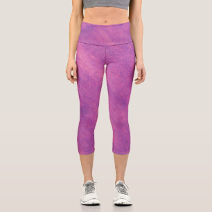 Leggings Capri Texture de tissu de feutre violet foncé et rose te