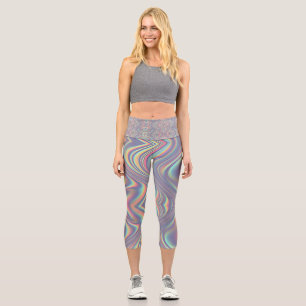 Leggings Capri Texture de tourbillon holographique iridescent