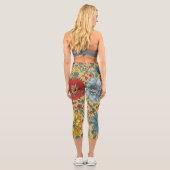 Leggings Capri Texture des fleurs (Verso)