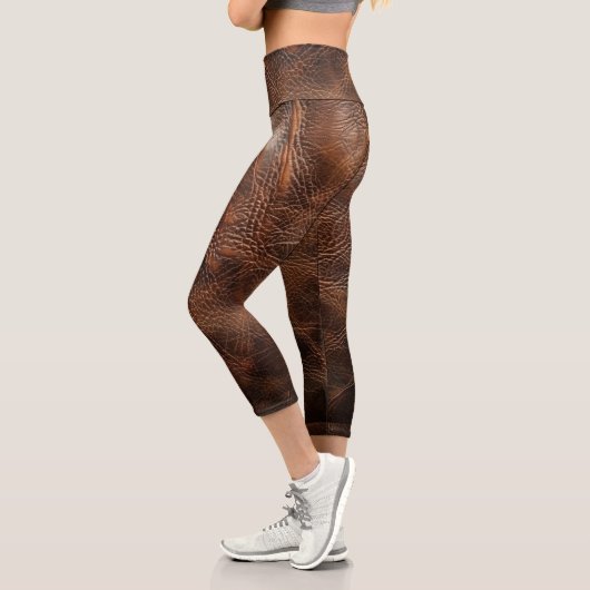 Leggings Capri Texture en cuir brut vintage (Gauche)