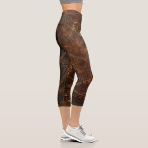 Leggings Capri Texture en cuir brut vintage