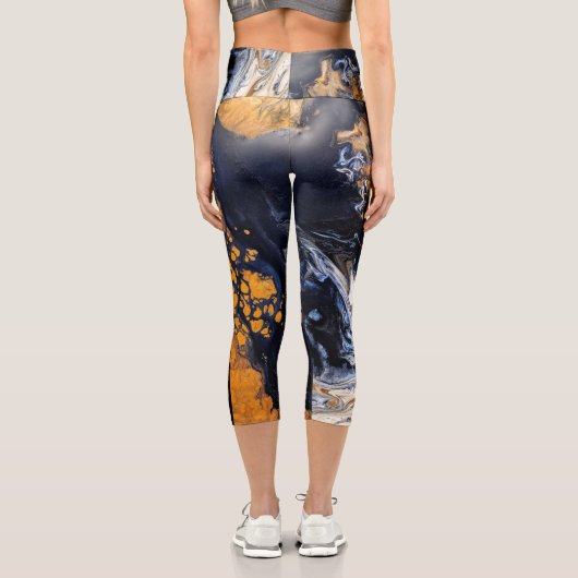 Leggings Capri Texture en marbre or et Parties scintillant Sculpt (Verso)