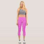 Leggings Capri Texture fausse parties scintillant rose chaud (Recto)