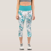 Leggings Capri texture gris turquoise et marbre blanc (Recto)