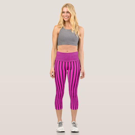 Leggings Capri texture rayée rose (Recto)