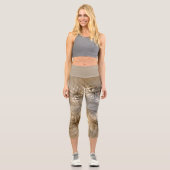 Leggings Capri Textures d'art fractal moderne abstrait tons de te (Recto)