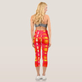 Leggings Capri Textures jaune sur rouge (Verso)