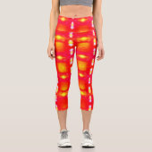 Leggings Capri Textures jaune sur rouge (Recto)