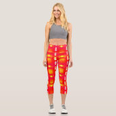 Leggings Capri Textures jaune sur rouge (Recto)