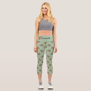 Leggings Capri Thé de bulle et fentes de boule personnalisé