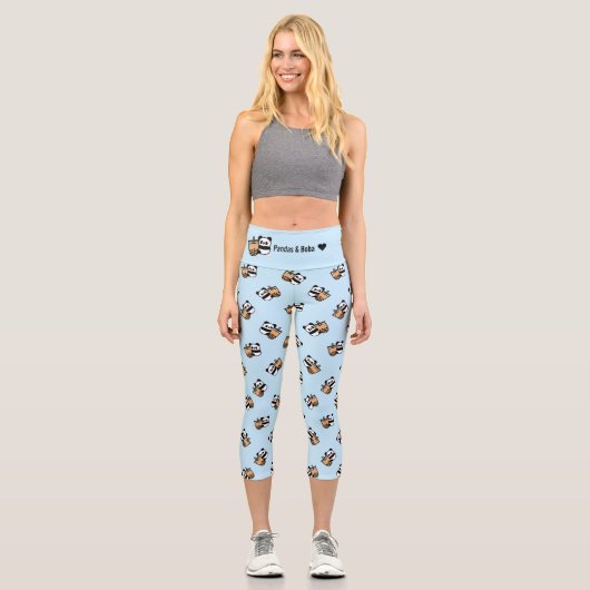 Leggings Capri Thé de bulle et ours de panda personnalisés (Recto)