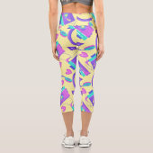 Leggings Capri Thème néon des années 80 Jaune tendance (Verso)