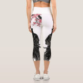 Leggings Capri Three Samurai Silhouettes Battle Art (Verso)