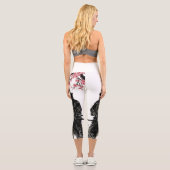 Leggings Capri Three Samurai Silhouettes Battle Art (Verso)