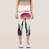 Leggings Capri Three Samurai Silhouettes Battle Art (Recto)