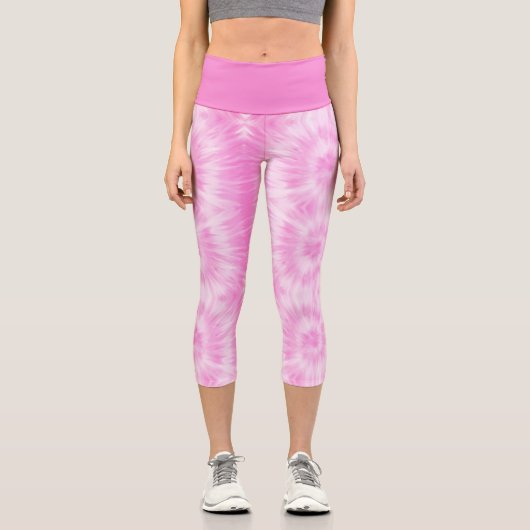Leggings Capri Tiedye rose spirale hippie teint (Recto)