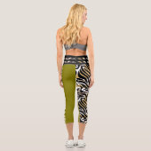 Leggings Capri Tiger Cheetah Motif Imprimer Spot Noir Brown Olive (Verso)
