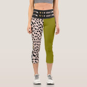 Leggings Capri Tiger Cheetah Motif Imprimer Spot Noir Brown Olive (Recto)